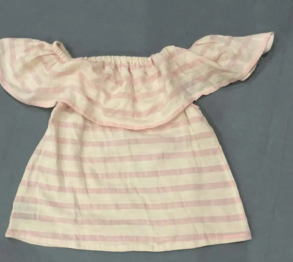 Smell The Roses Pink and White Striped Off-the-shoulder Ruffle Blouse
